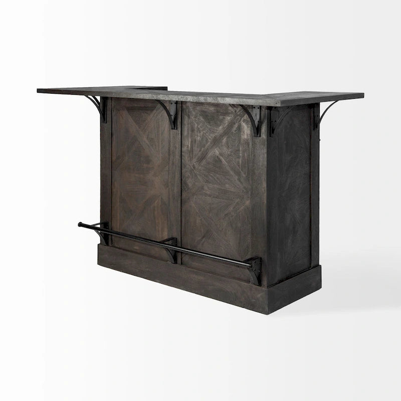 Dark Brown Solid Wood w/Wine Bottle Storage Kitchen Island - 67.8L x 29.0W x 42.5H