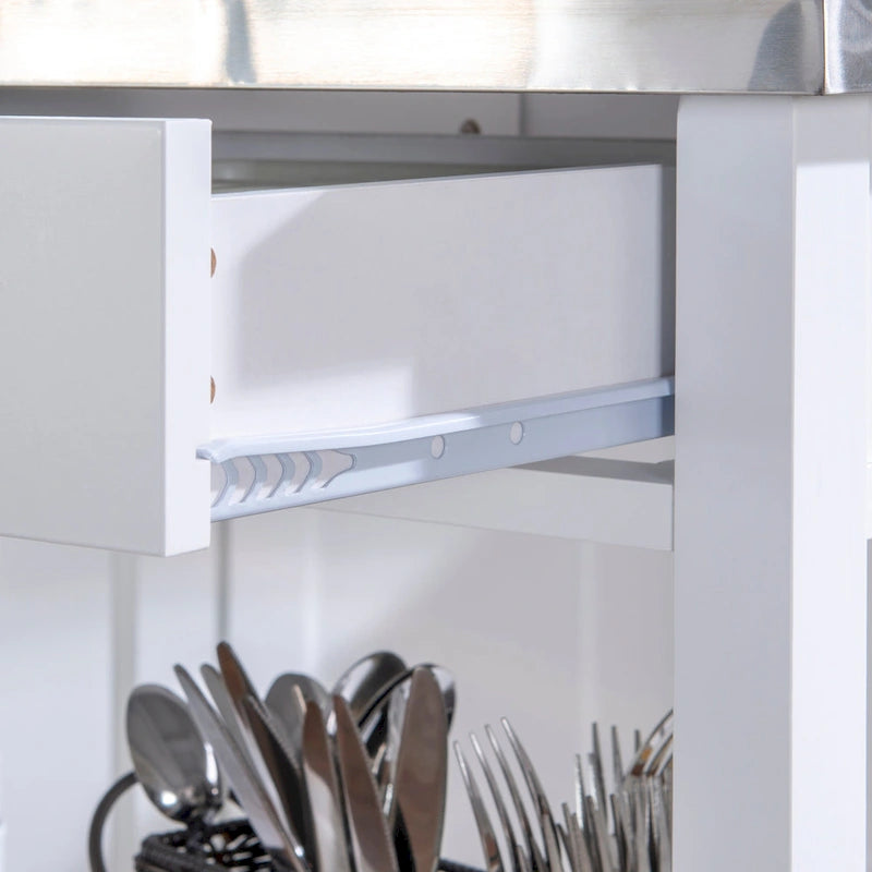 Stainless Steel Kitchen Cart with Shelves, Drawer and Wheels for Home or Restaurant Use