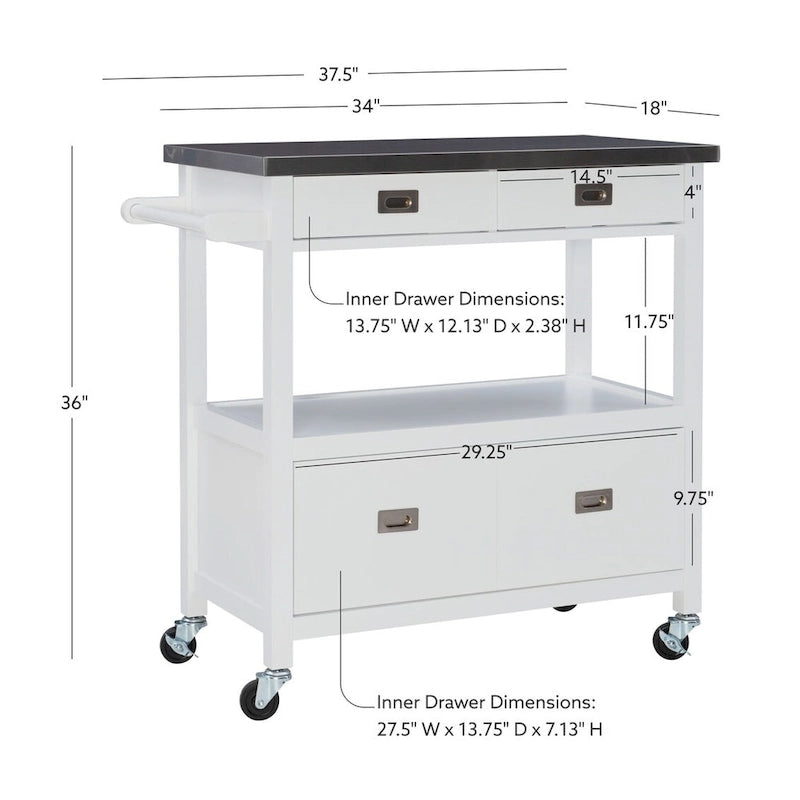 Stainless Steel Kitchen Cart with Shelves, Drawer and Wheels for Home or Restaurant Use