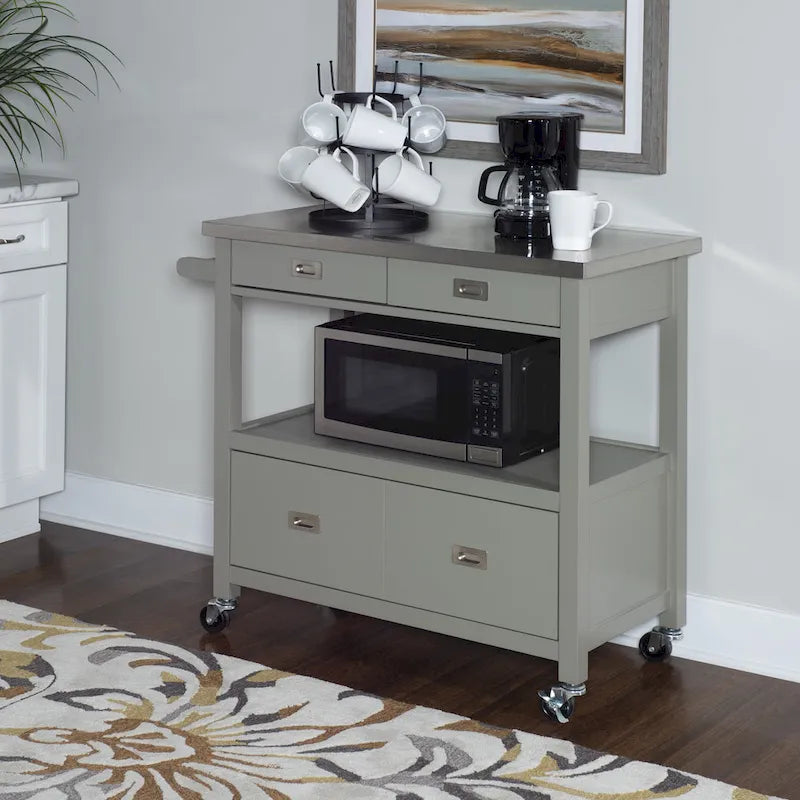 Stainless Steel Kitchen Cart with Shelves, Drawer and Wheels for Home or Restaurant Use