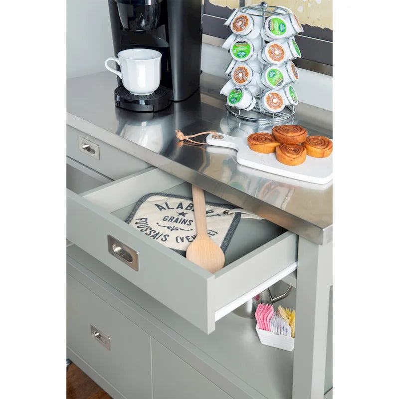 Stainless Steel Kitchen Cart with Shelves, Drawer and Wheels for Home or Restaurant Use