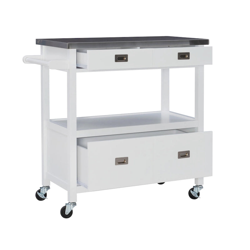Stainless Steel Kitchen Cart with Shelves, Drawer and Wheels for Home or Restaurant Use
