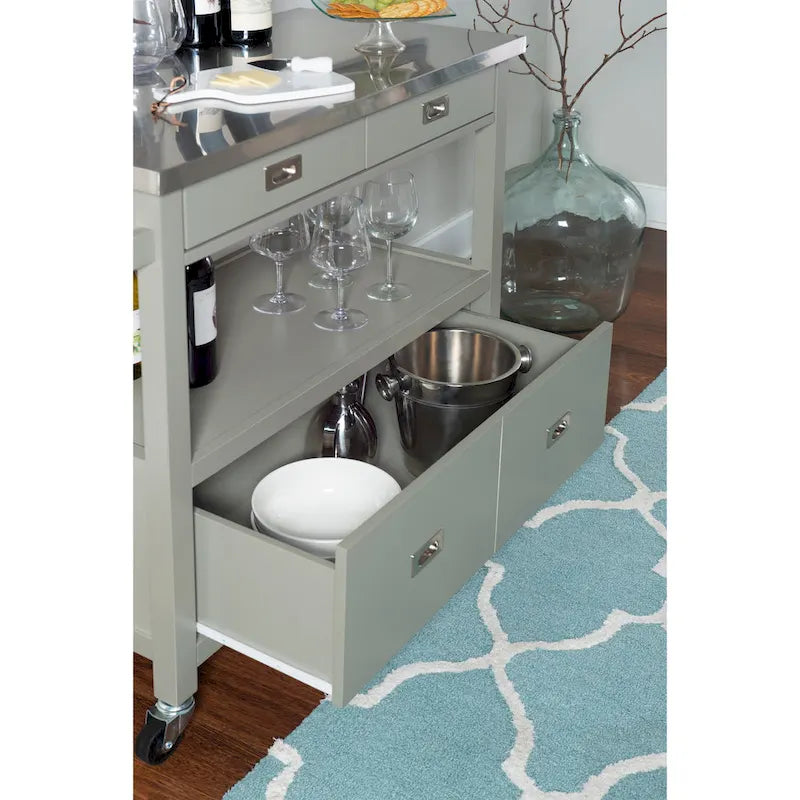 Stainless Steel Kitchen Cart with Shelves, Drawer and Wheels for Home or Restaurant Use