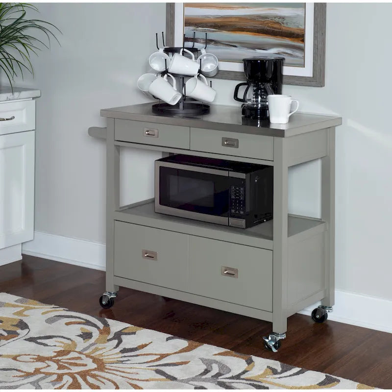 Stainless Steel Kitchen Cart with Shelves, Drawer and Wheels for Home or Restaurant Use