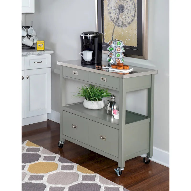 Stainless Steel Kitchen Cart with Shelves, Drawer and Wheels for Home or Restaurant Use