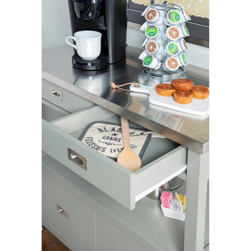Stainless Steel Kitchen Cart with Shelves, Drawer and Wheels for Home or Restaurant Use