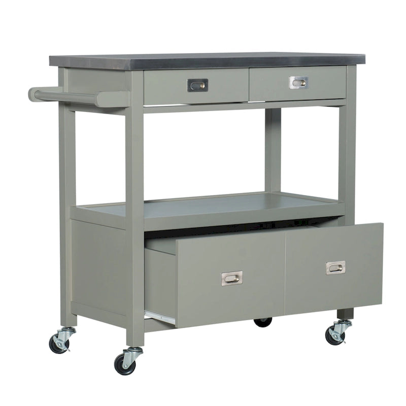 Stainless Steel Kitchen Cart with Shelves, Drawer and Wheels for Home or Restaurant Use