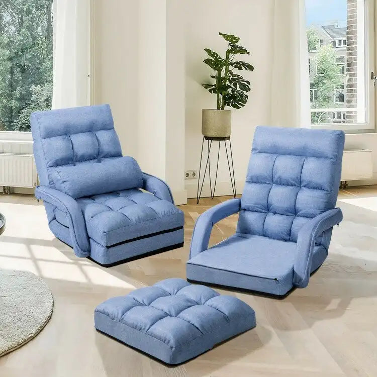Folding Lazy Floor Chair Sofa with Armrests and Pillow - 22 x 26 x 29 (L x W x H)