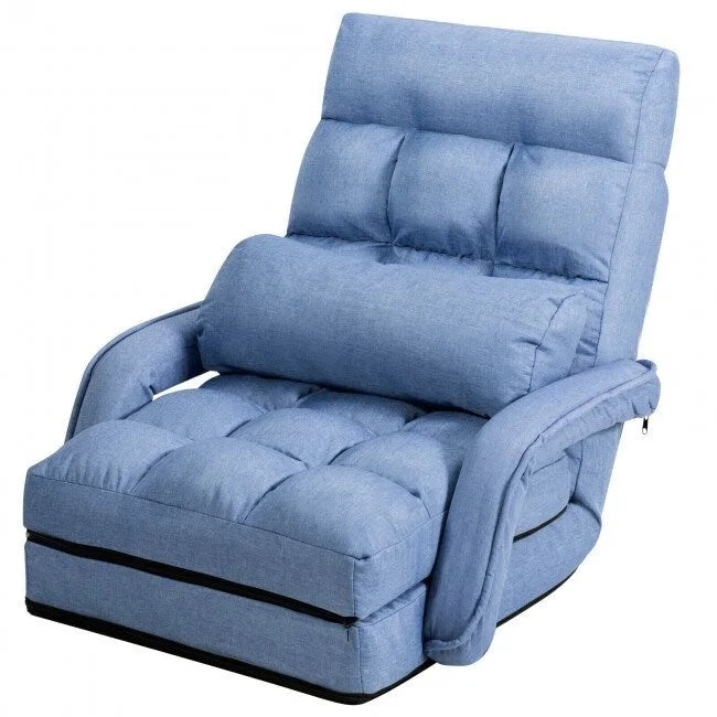 Folding Lazy Floor Chair Sofa with Armrests and Pillow - 22 x 26 x 29 (L x W x H)