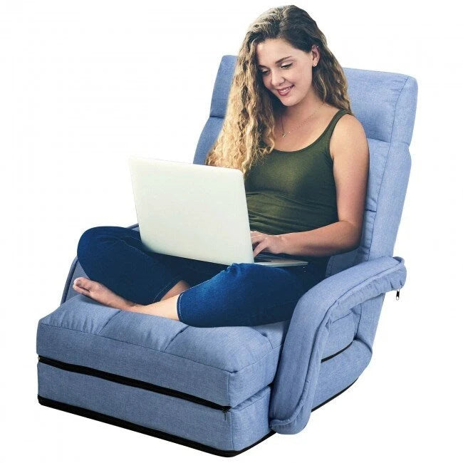 Folding Lazy Floor Chair Sofa with Armrests and Pillow - 22 x 26 x 29 (L x W x H)