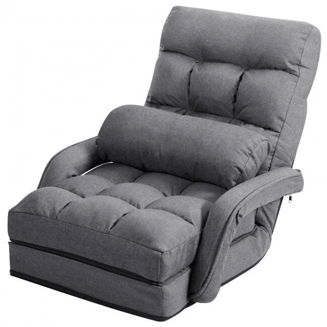 Folding Lazy Floor Chair Sofa with Armrests and Pillow - 22 x 26 x 29 (L x W x H)