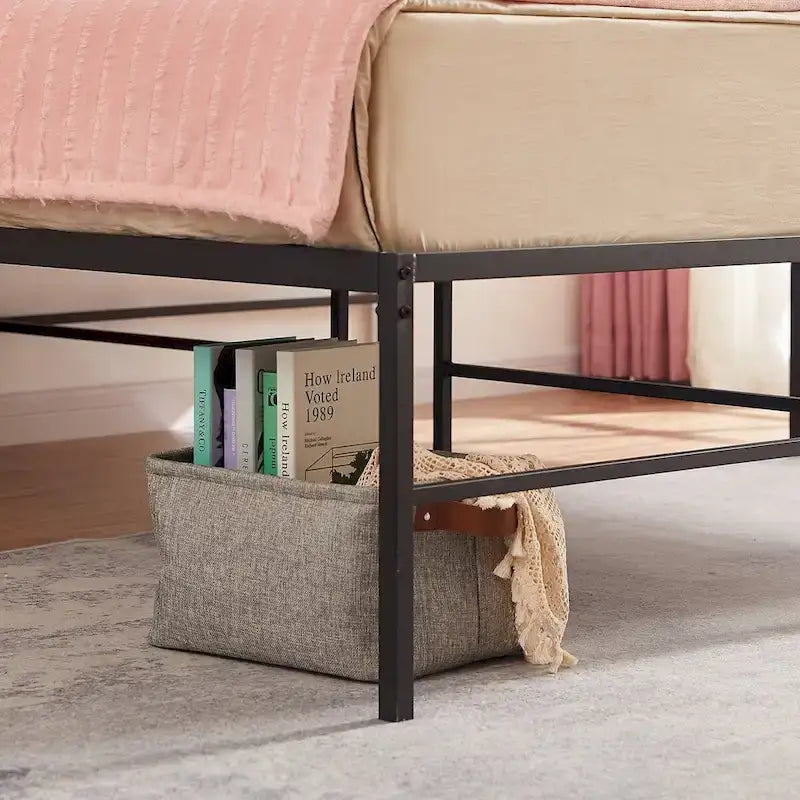18-Inch King Size Metal Platform Bed Frame with Steel Slat