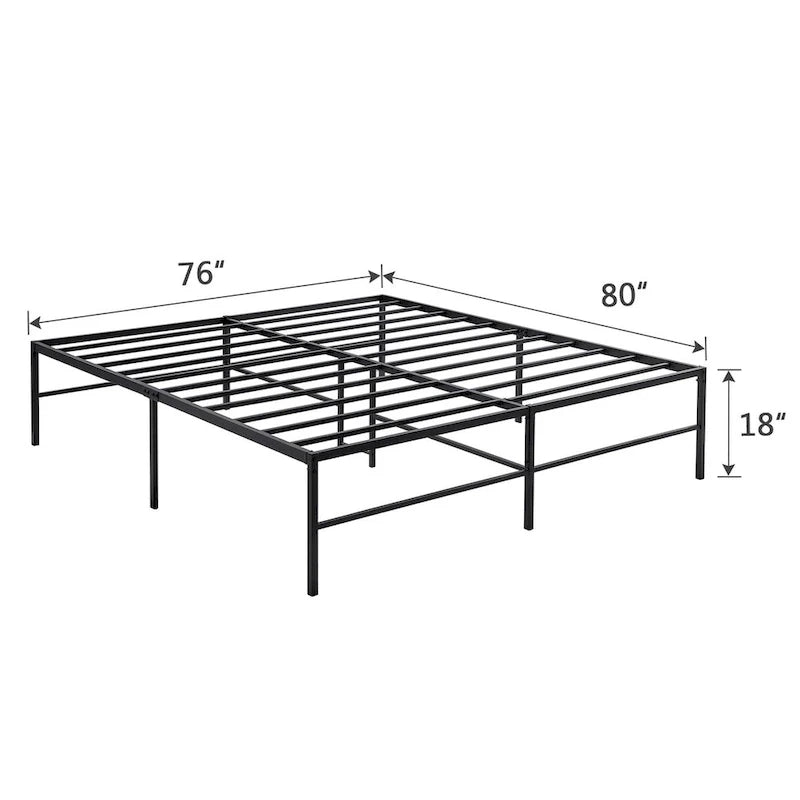 18-Inch King Size Metal Platform Bed Frame with Steel Slat