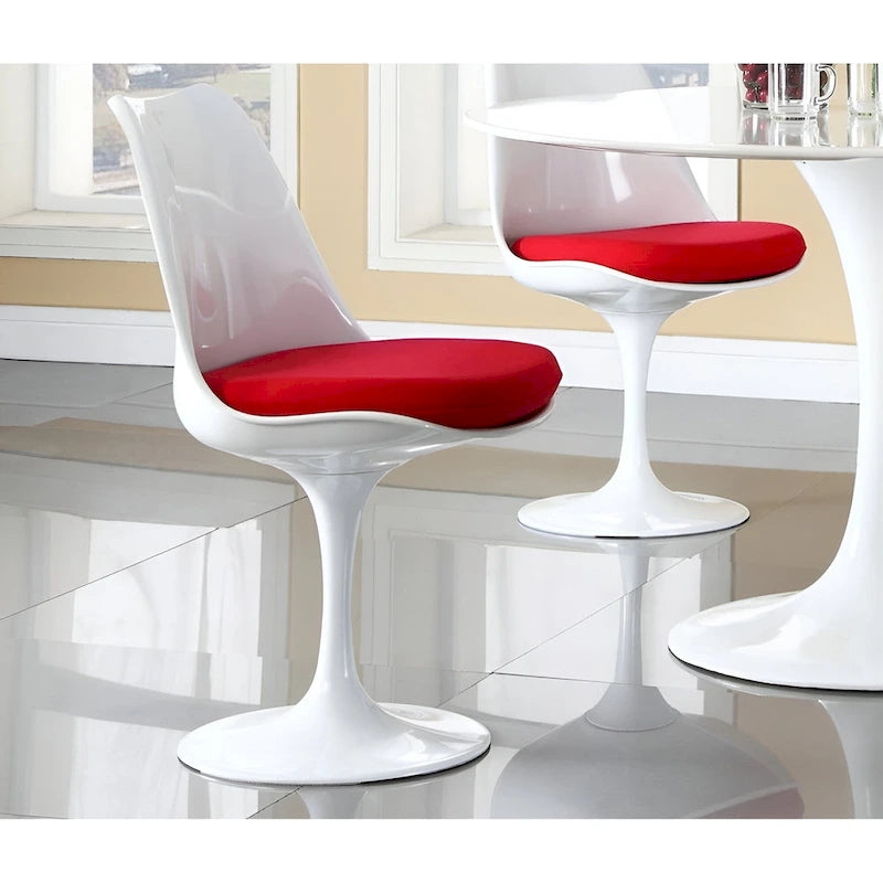 Tulip Style Armless Accent Chair with Upholstered Seat for Living Room or Bedroom