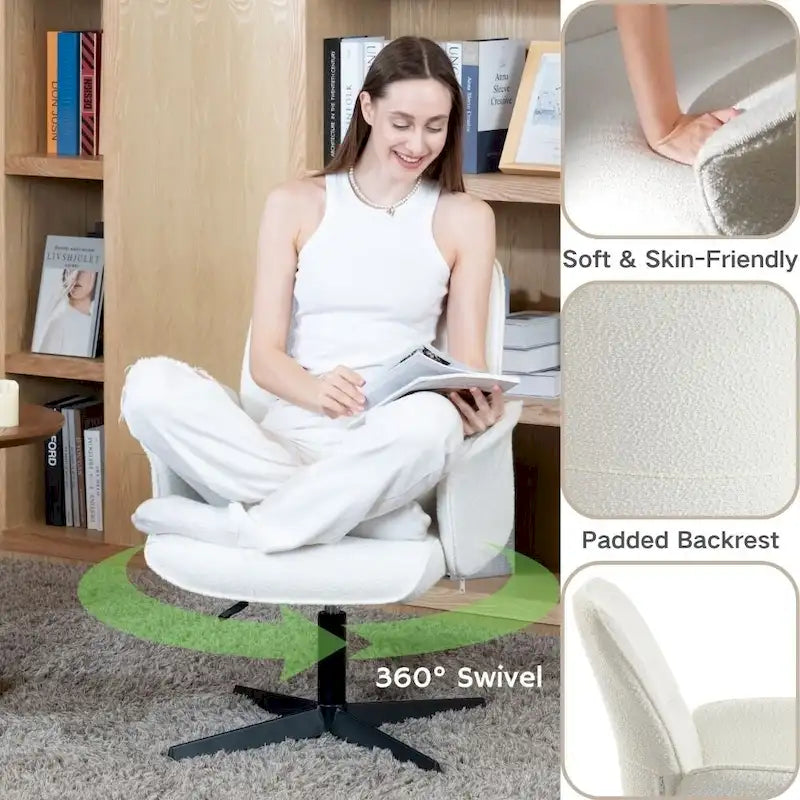 Upholstered Accent Chair Swivel Side Chair with Armrest