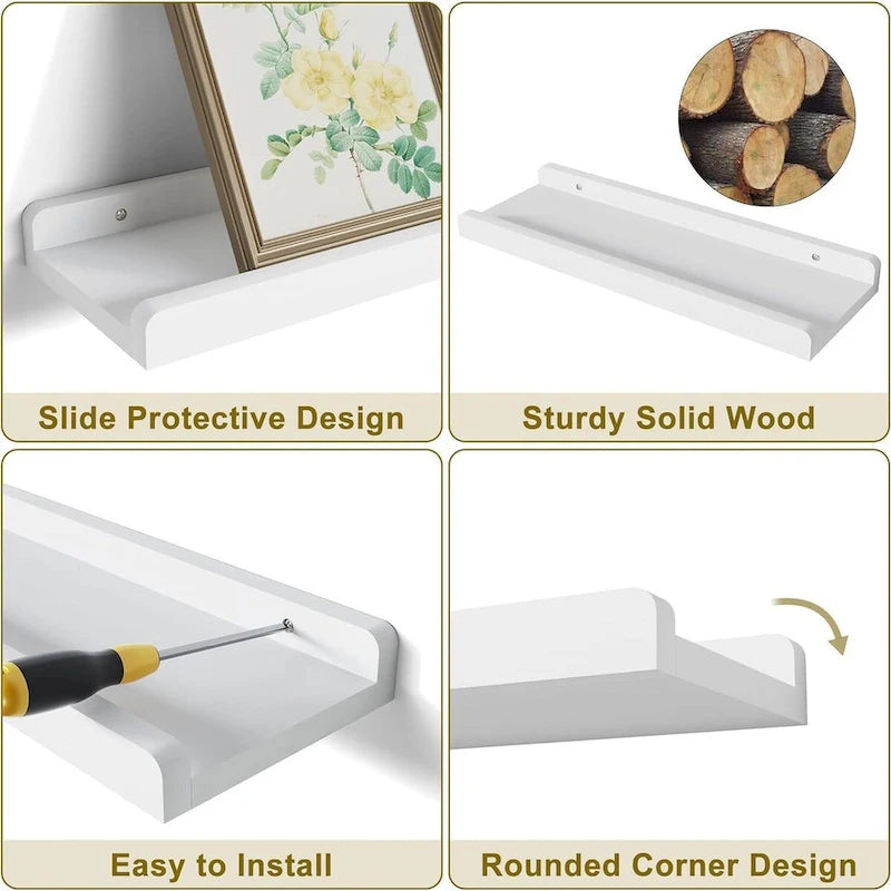 white Floating Shelves for Wall Set of 4,,15.6 Inch