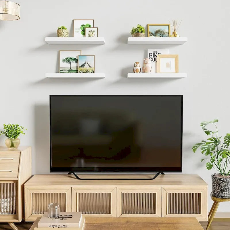 white Floating Shelves for Wall Set of 4,,15.6 Inch