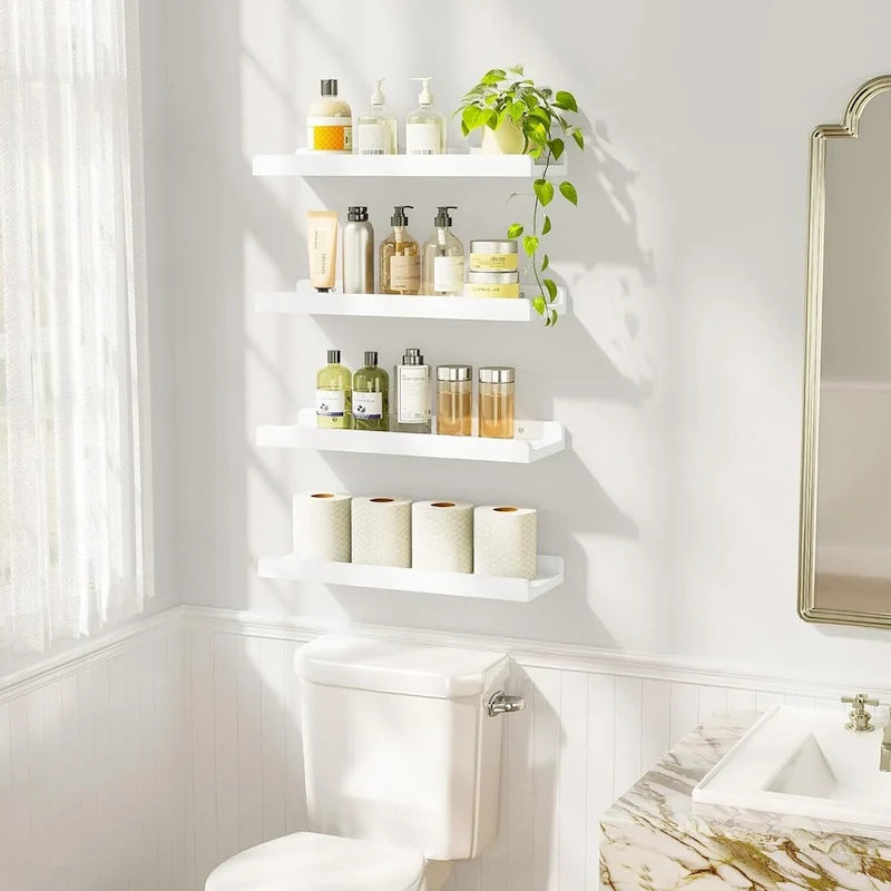 white Floating Shelves for Wall Set of 4,,15.6 Inch