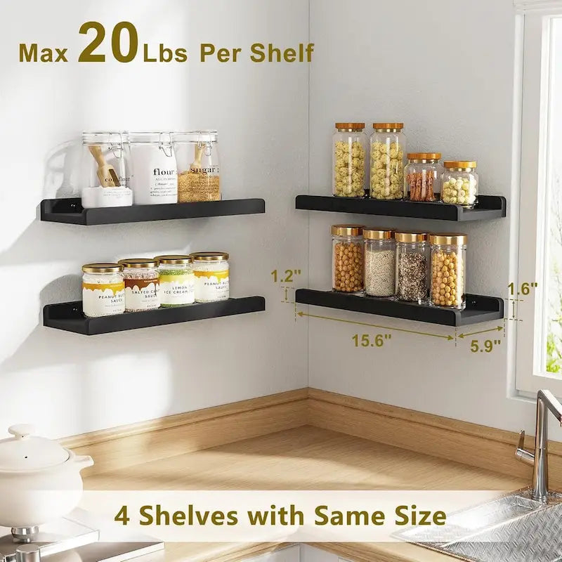 white Floating Shelves for Wall Set of 4,,15.6 Inch