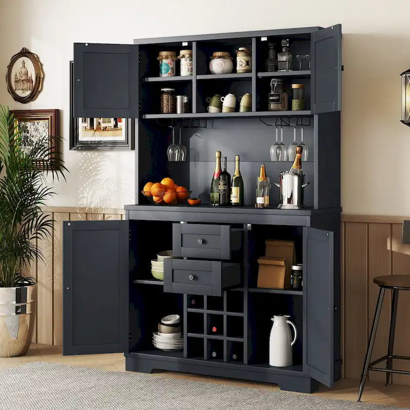 Coffee Bar Cabinet Kitchen Cabinet with Storage,Wine Cabinet with Drawers shelves and cabinets,Buffet Wine & Glass Racks