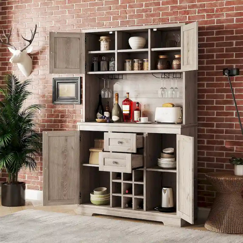 Coffee Bar Cabinet Kitchen Cabinet with Storage,Wine Cabinet with Drawers shelves and cabinets,Buffet Wine & Glass Racks