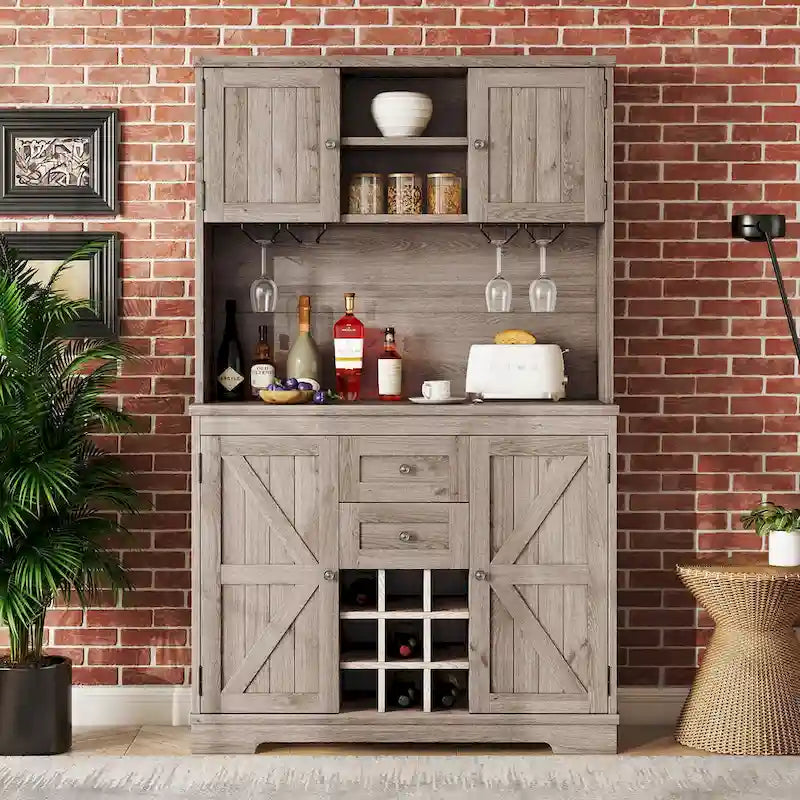 Coffee Bar Cabinet Kitchen Cabinet with Storage,Wine Cabinet with Drawers shelves and cabinets,Buffet Wine & Glass Racks