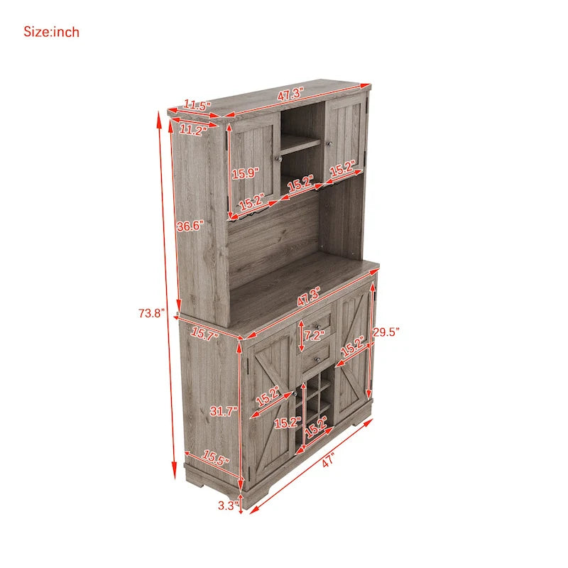 Coffee Bar Cabinet Kitchen Cabinet with Storage,Wine Cabinet with Drawers shelves and cabinets,Buffet Wine & Glass Racks